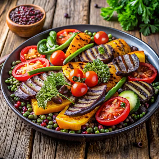 Grillezett Zöldség Tál Beluga Lencsével